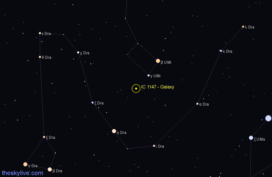 Finder chart IC 1147 - Galaxy in Draco star