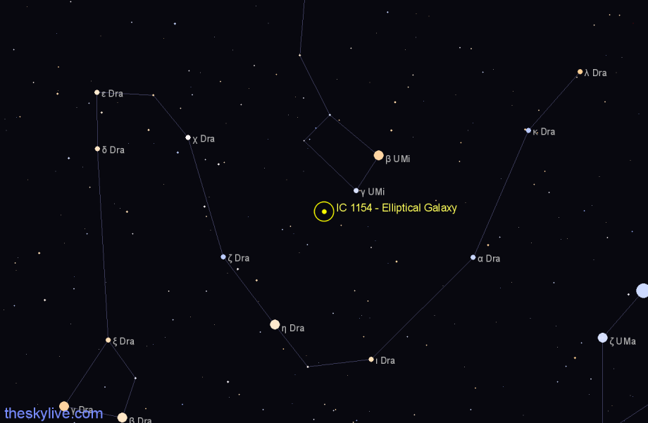 Finder chart IC 1154 - Elliptical Galaxy in Ursa Minor star