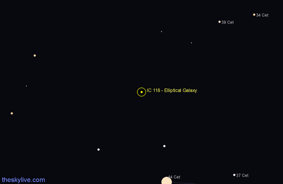 Finder chart IC 118 - Elliptical Galaxy in Cetus star
