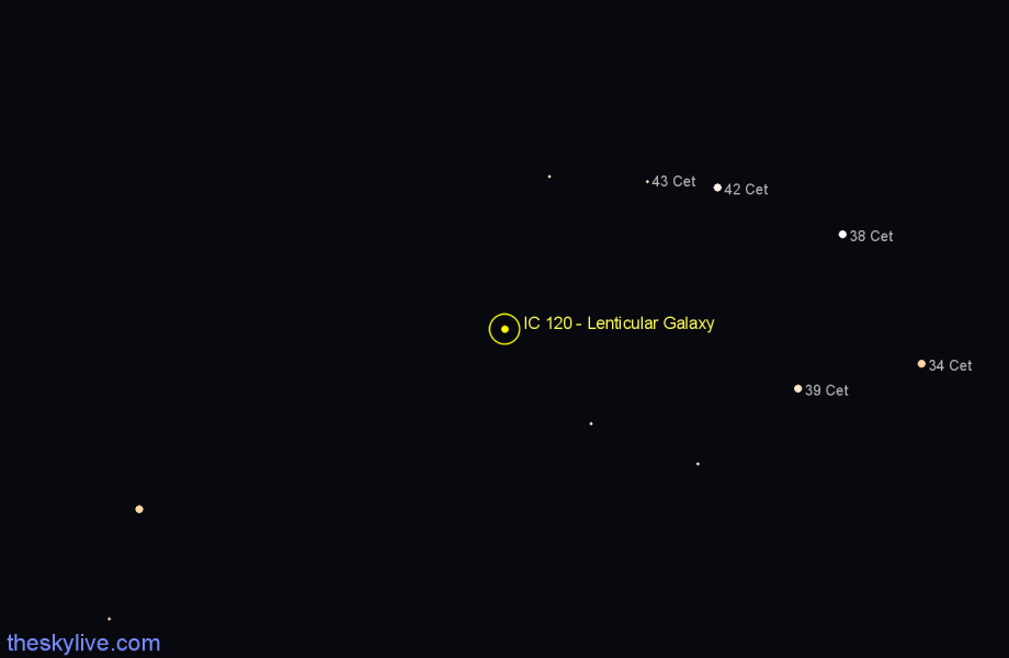 Finder chart IC 120 - Lenticular Galaxy in Cetus star