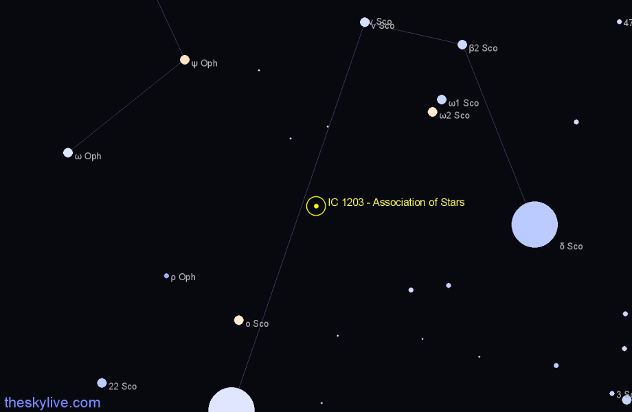 Finder chart IC 1203 - Association of Stars in Scorpius star