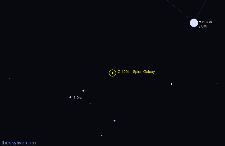Finder chart IC 1204 - Spiral Galaxy in Ursa Minor star