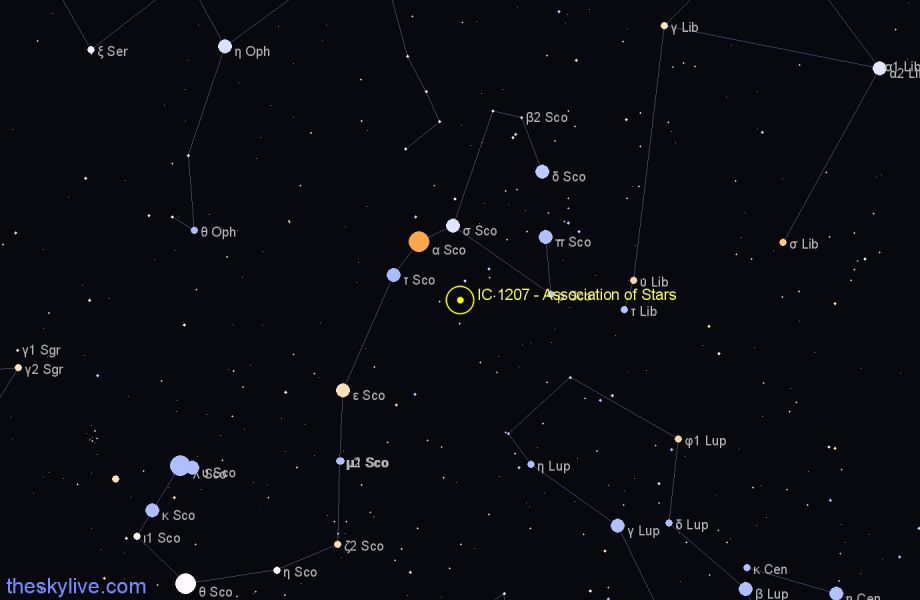 Finder chart IC 1207 - Association of Stars in Scorpius star
