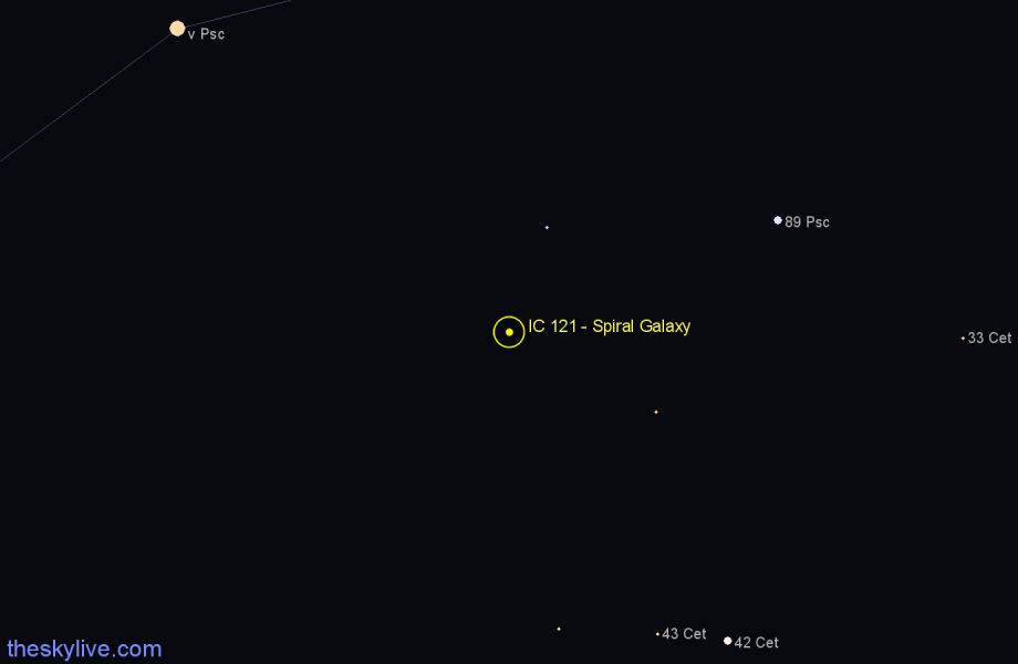 Finder chart IC 121 - Spiral Galaxy in Cetus star