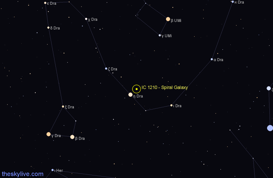 Finder chart IC 1210 - Spiral Galaxy in Draco star