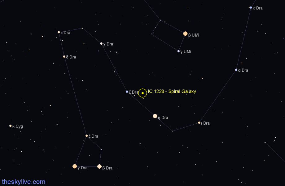 Finder chart IC 1228 - Spiral Galaxy in Draco star