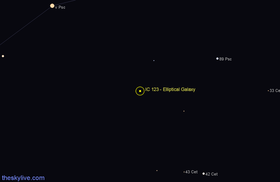 Finder chart IC 123 - Elliptical Galaxy in Cetus star