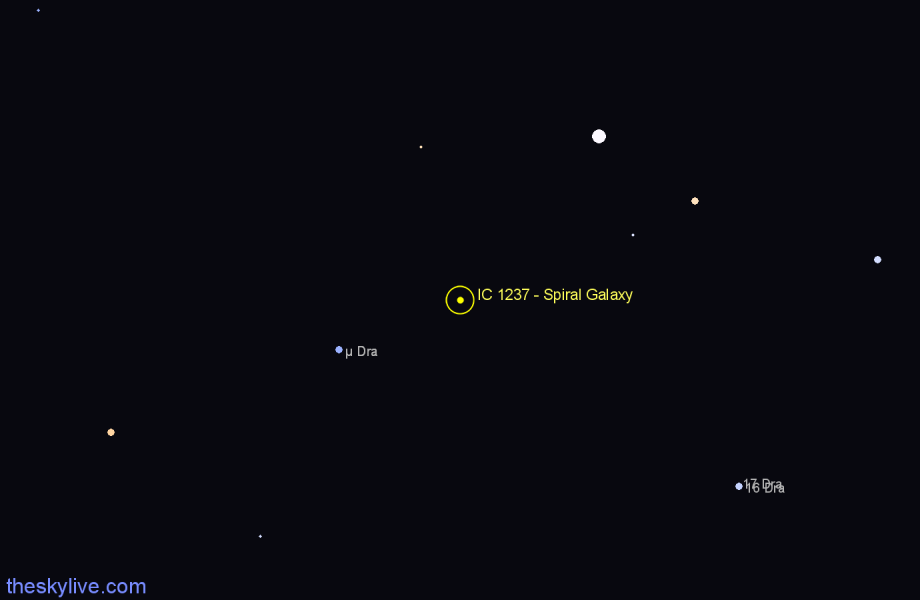 Finder chart IC 1237 - Spiral Galaxy in Draco star