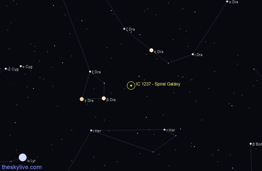 Finder chart IC 1237 - Spiral Galaxy in Draco star