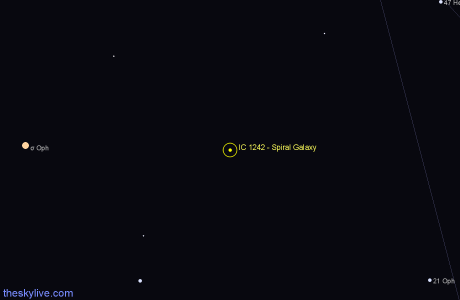 Finder chart IC 1242 - Spiral Galaxy in Ophiuchus star