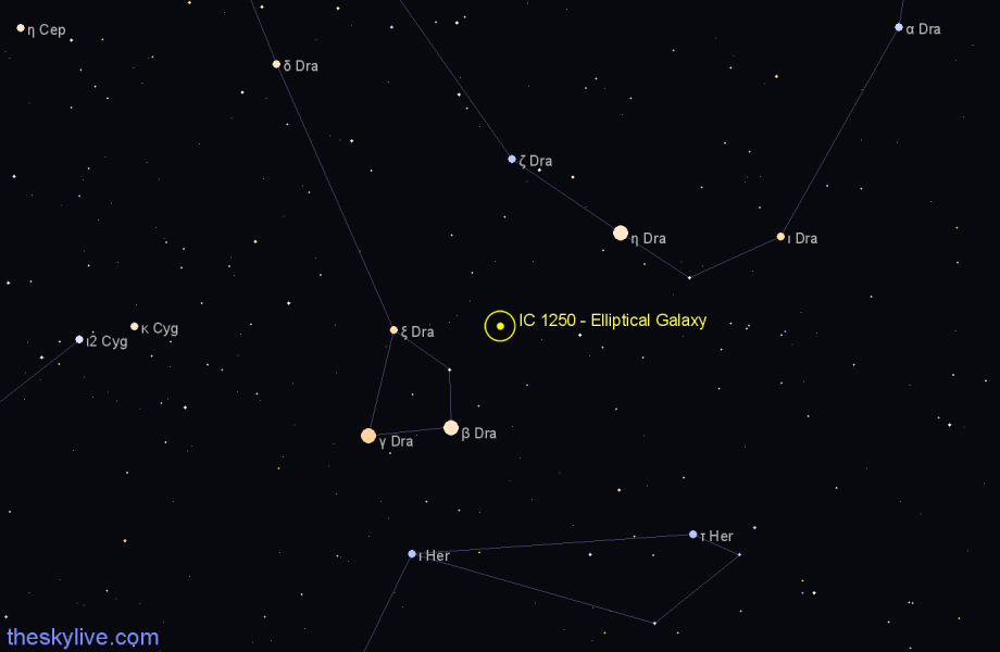Finder chart IC 1250 - Elliptical Galaxy in Draco star