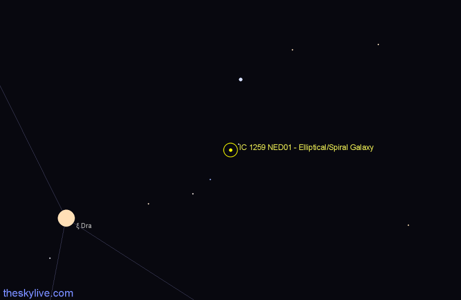Finder chart IC 1259 NED01 - Elliptical/Spiral Galaxy in Draco star
