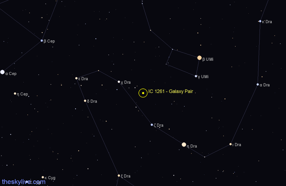 Finder chart IC 1261 - Galaxy Pair in Draco star