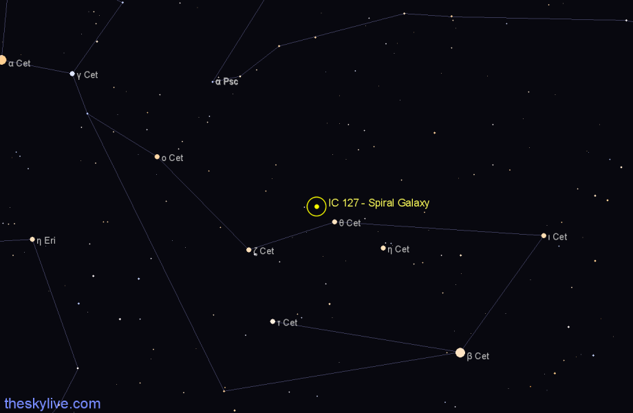 Finder chart IC 127 - Spiral Galaxy in Cetus star