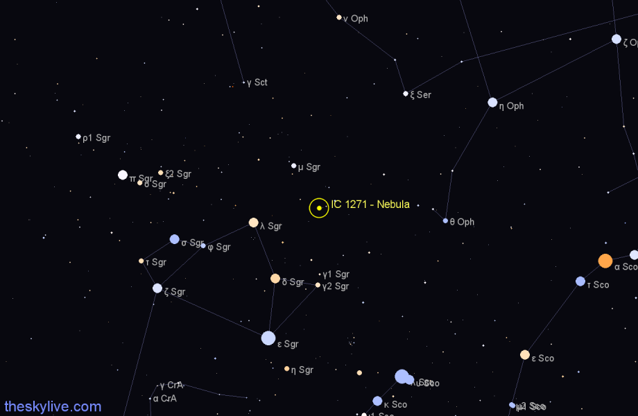 Finder chart IC 1271 - Nebula in Sagittarius star