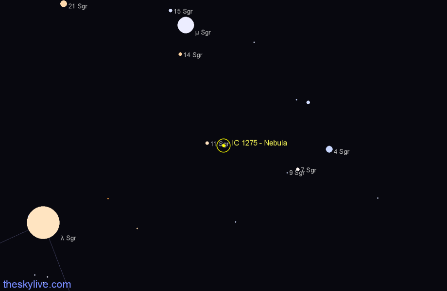 Finder chart IC 1275 - Nebula in Sagittarius star