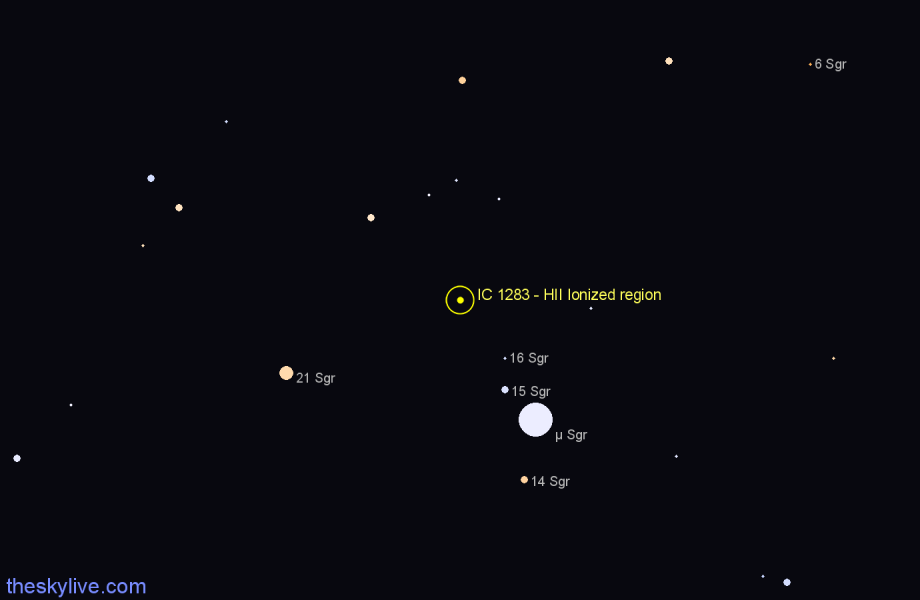 Finder chart IC 1283 - HII Ionized region in Sagittarius star