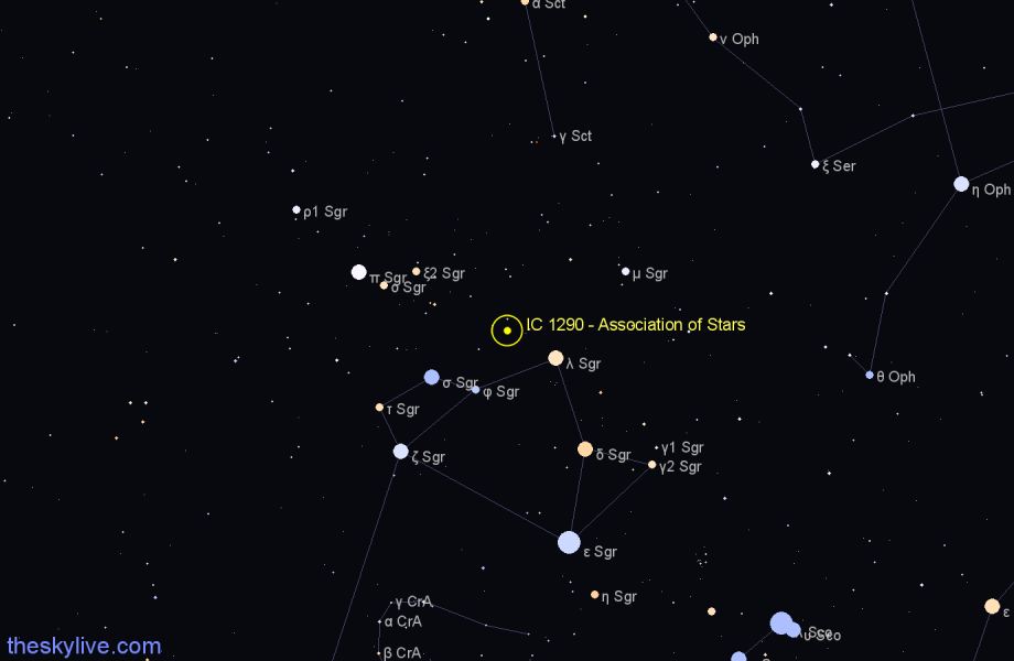 Finder chart IC 1290 - Association of Stars in Sagittarius star