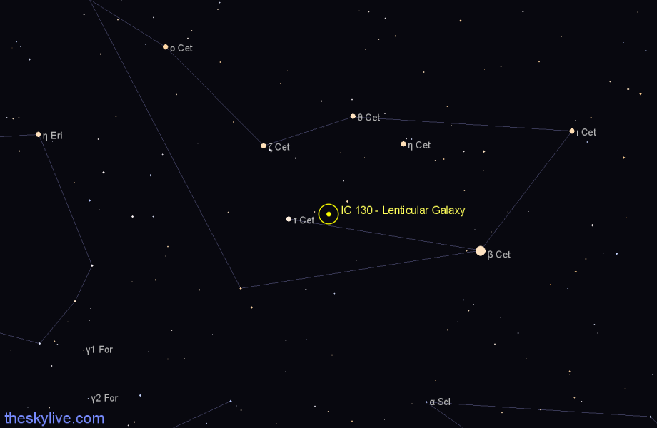 Finder chart IC 130 - Lenticular Galaxy in Cetus star