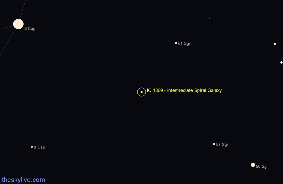 Finder chart IC 1309 - Intermediate Spiral Galaxy in Sagittarius star
