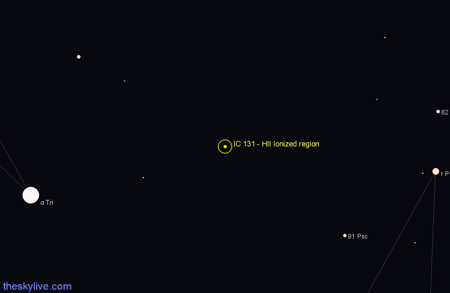 Finder chart IC 131 - HII Ionized region in Triangulum star