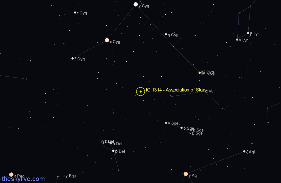 Finder chart IC 1314 - Association of Stars in Vulpecula star