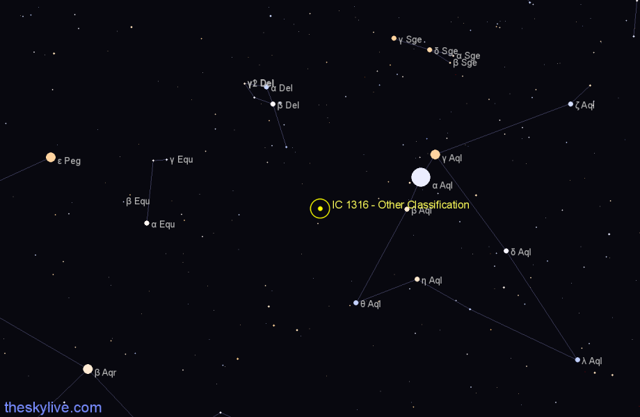 Finder chart IC 1316 - Other Classification in Aquila star
