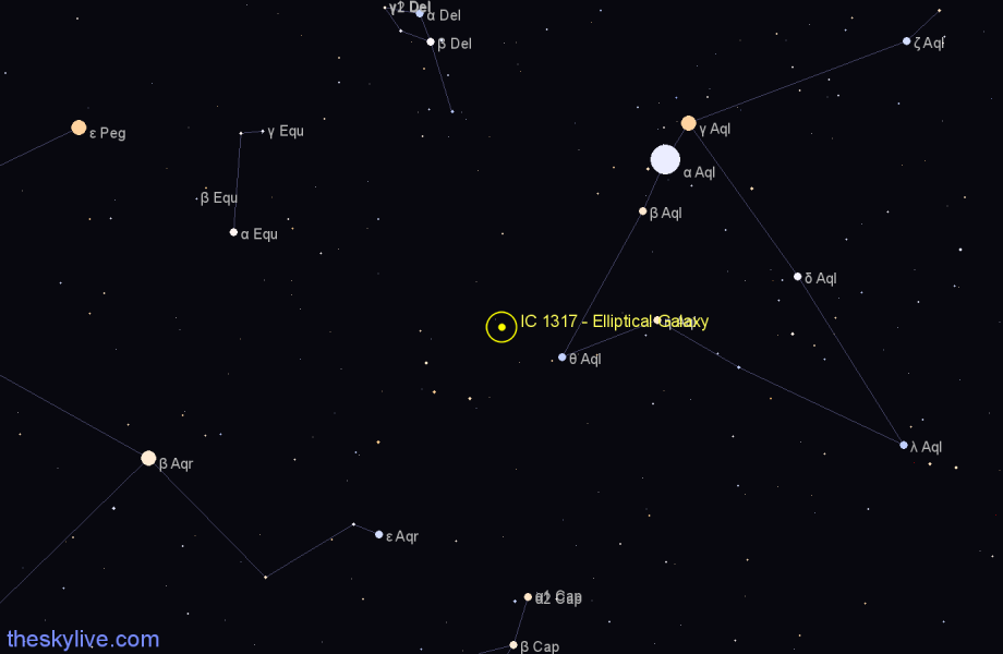 Finder chart IC 1317 - Elliptical Galaxy in Aquila star