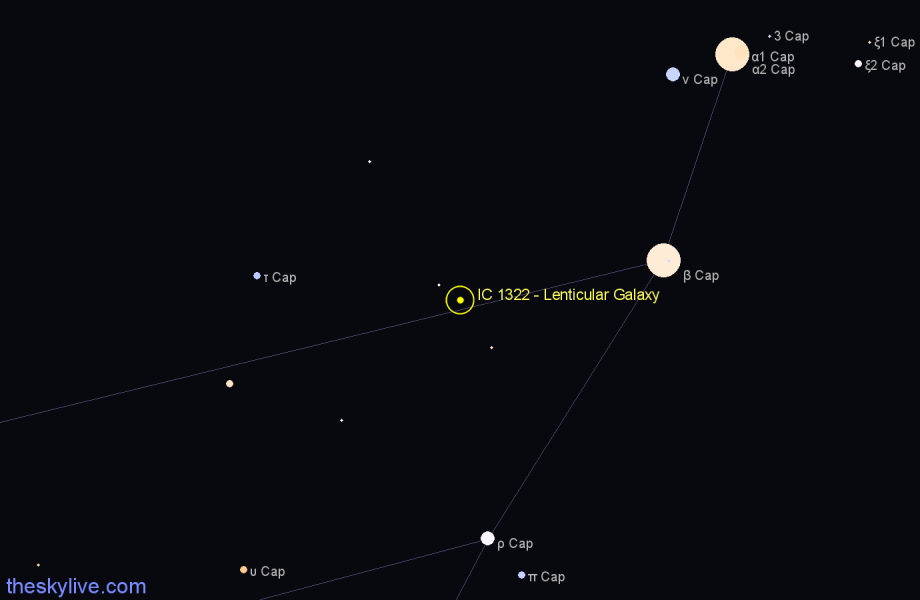 Finder chart IC 1322 - Lenticular Galaxy in Capricornus star