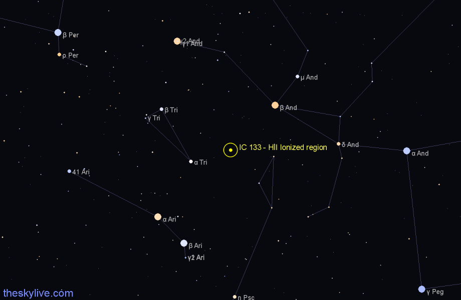 Finder chart IC 133 - HII Ionized region in Triangulum star