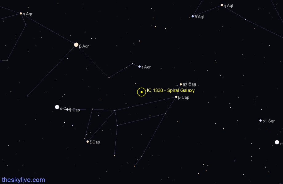Finder chart IC 1330 - Spiral Galaxy in Aquarius star