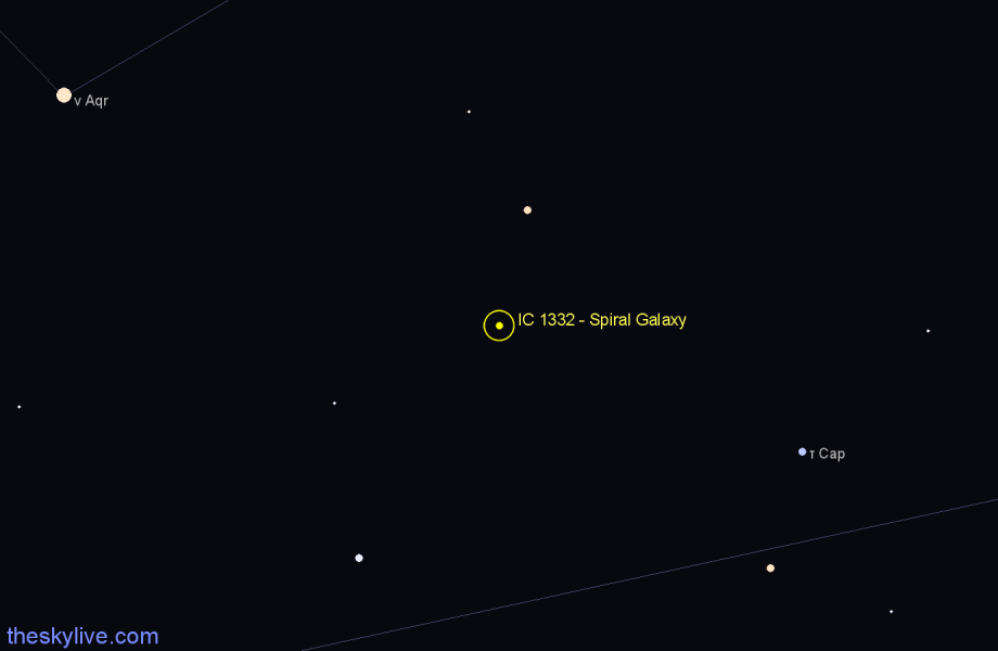 Finder chart IC 1332 - Spiral Galaxy in Aquarius star