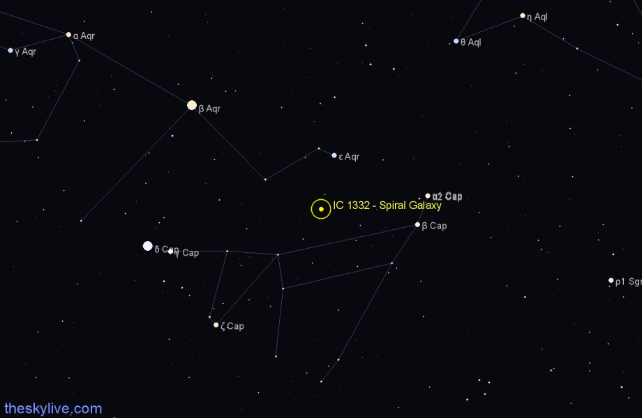 Finder chart IC 1332 - Spiral Galaxy in Aquarius star