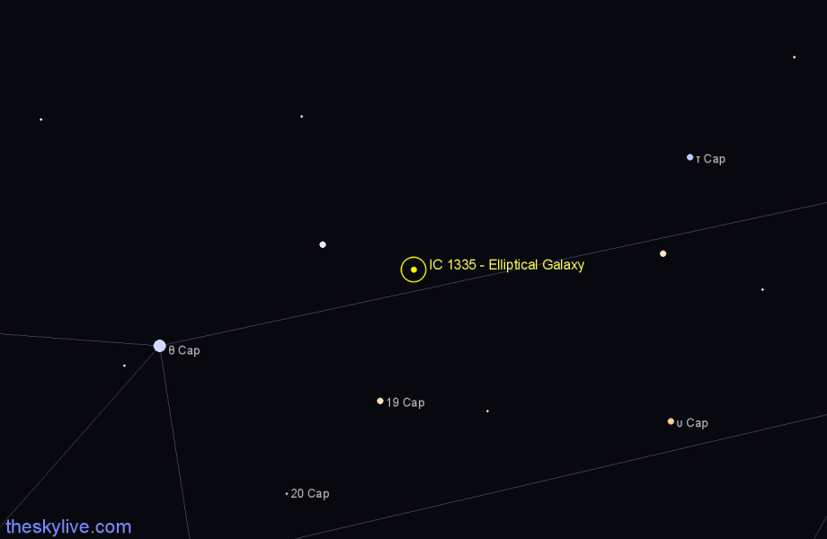 Finder chart IC 1335 - Elliptical Galaxy in Capricornus star
