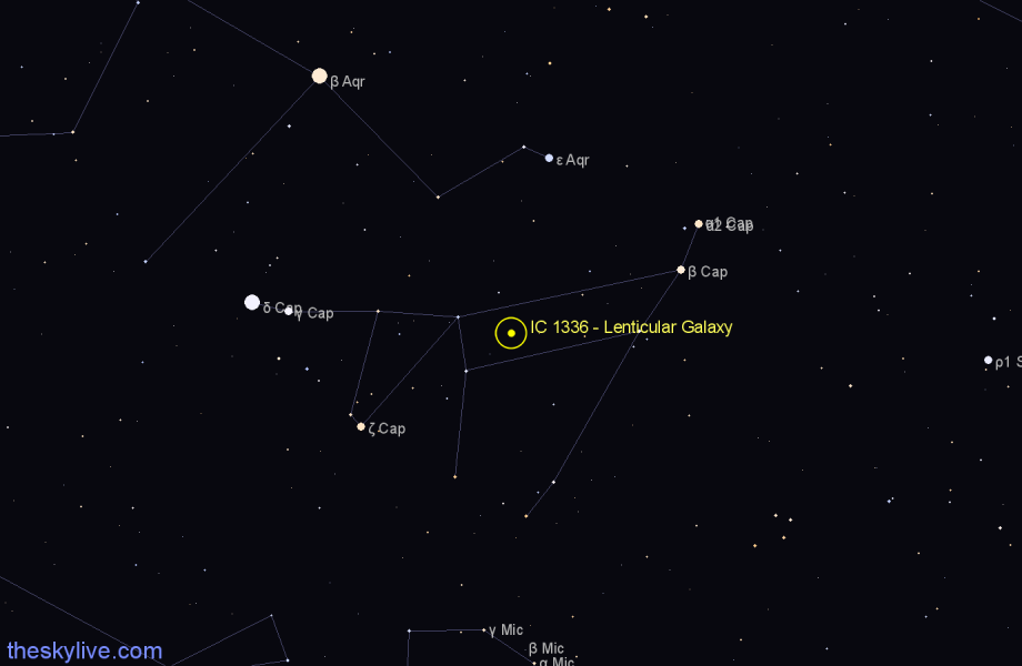 Finder chart IC 1336 - Lenticular Galaxy in Capricornus star