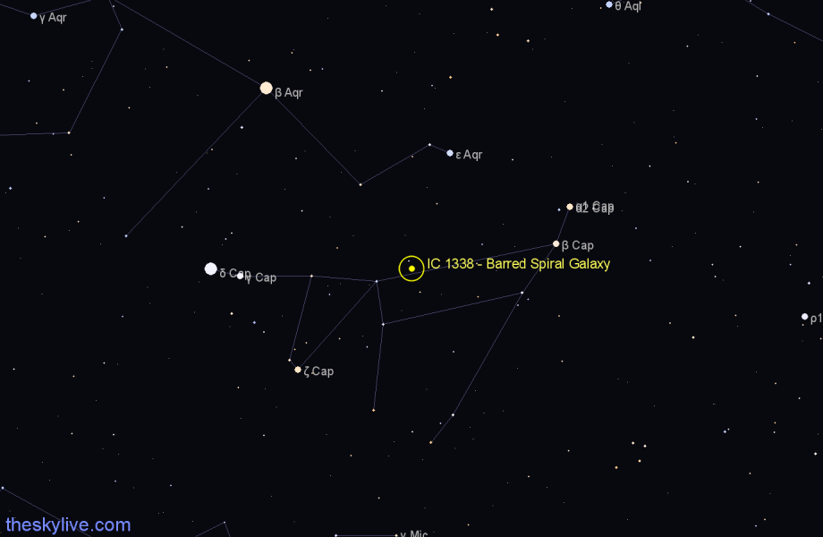 Finder chart IC 1338 - Barred Spiral Galaxy in Capricornus star