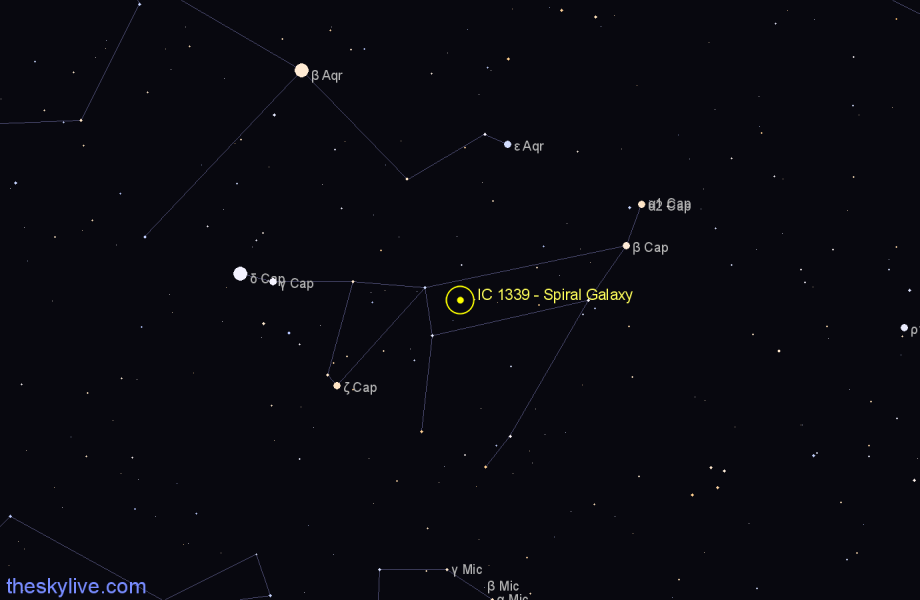 Finder chart IC 1339 - Spiral Galaxy in Capricornus star