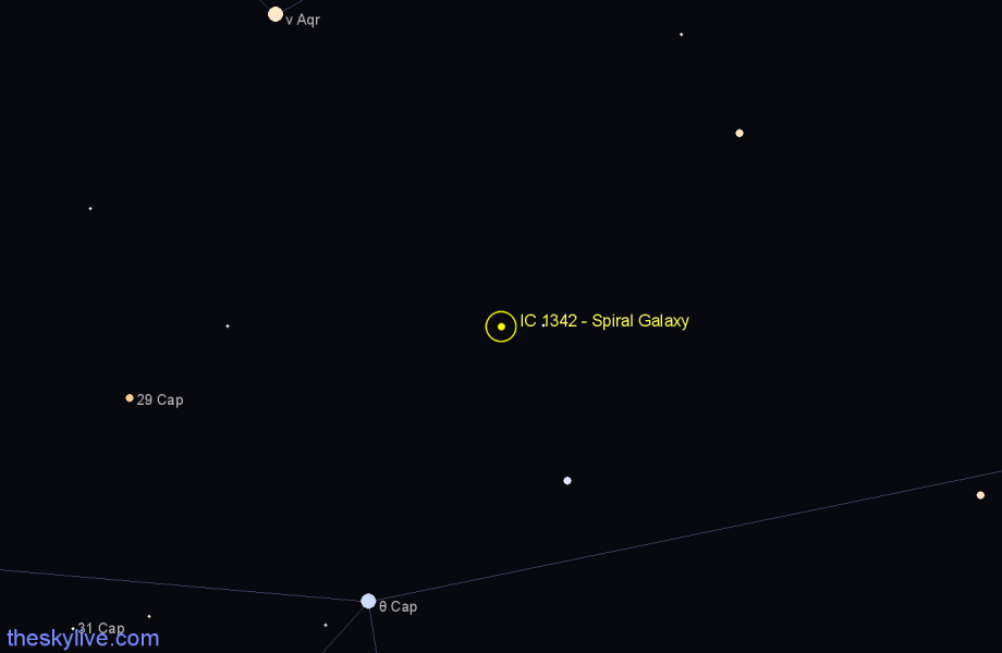 Finder chart IC 1342 - Spiral Galaxy in Aquarius star