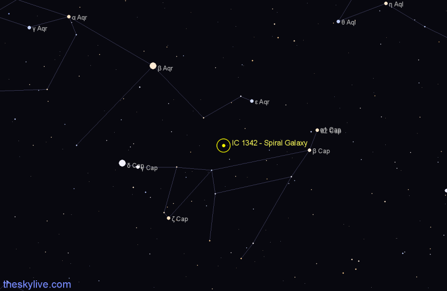 Finder chart IC 1342 - Spiral Galaxy in Aquarius star