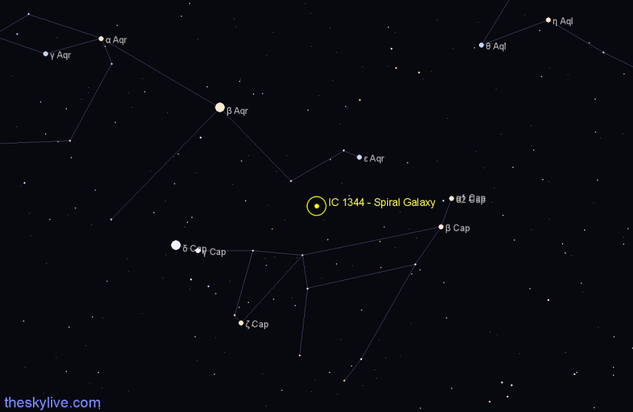 Finder chart IC 1344 - Spiral Galaxy in Aquarius star