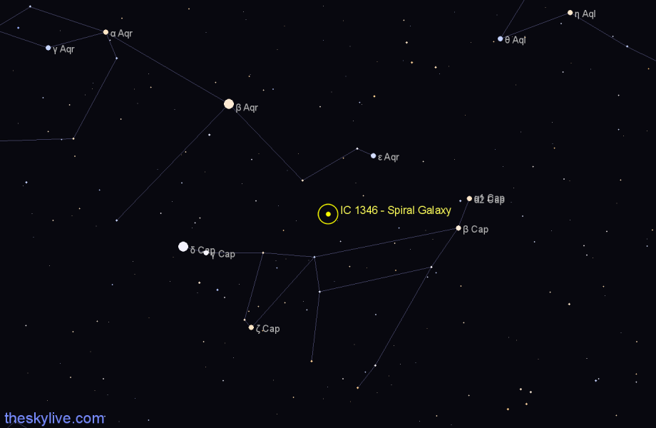 Finder chart IC 1346 - Spiral Galaxy in Aquarius star