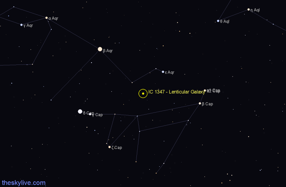 Finder chart IC 1347 - Lenticular Galaxy in Aquarius star
