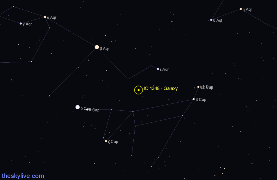 Finder chart IC 1348 - Galaxy in Aquarius star