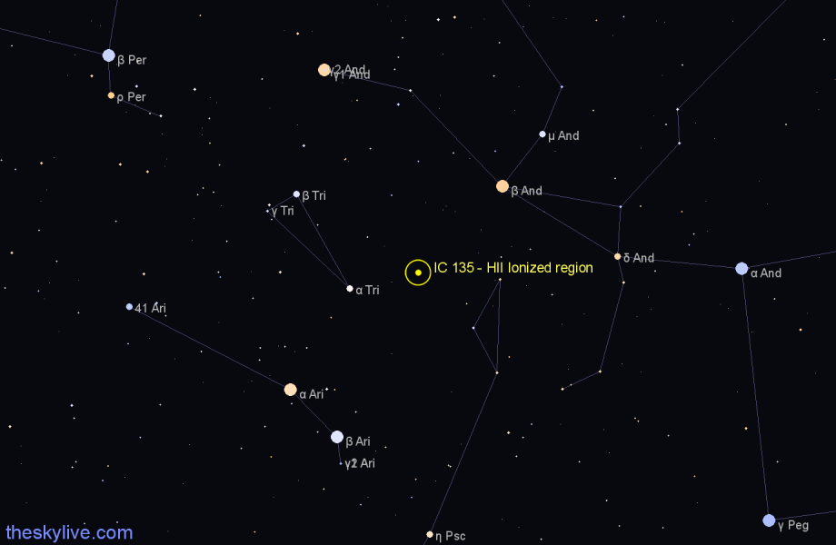 Finder chart IC 135 - HII Ionized region in Triangulum star