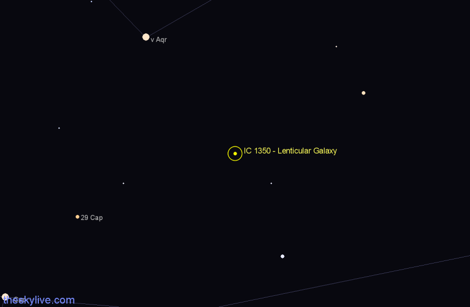 Finder chart IC 1350 - Lenticular Galaxy in Aquarius star