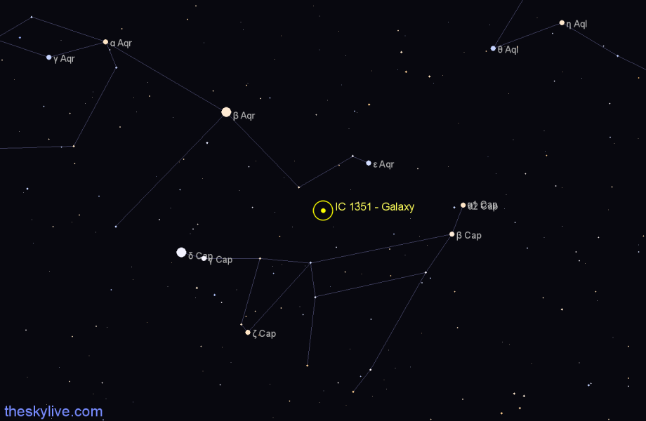Finder chart IC 1351 - Galaxy in Aquarius star