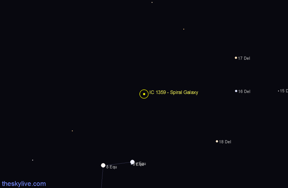Finder chart IC 1359 - Spiral Galaxy in Pegasus star