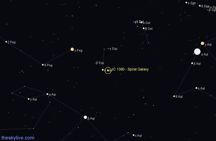 Finder chart IC 1360 - Spiral Galaxy in Equuleus star