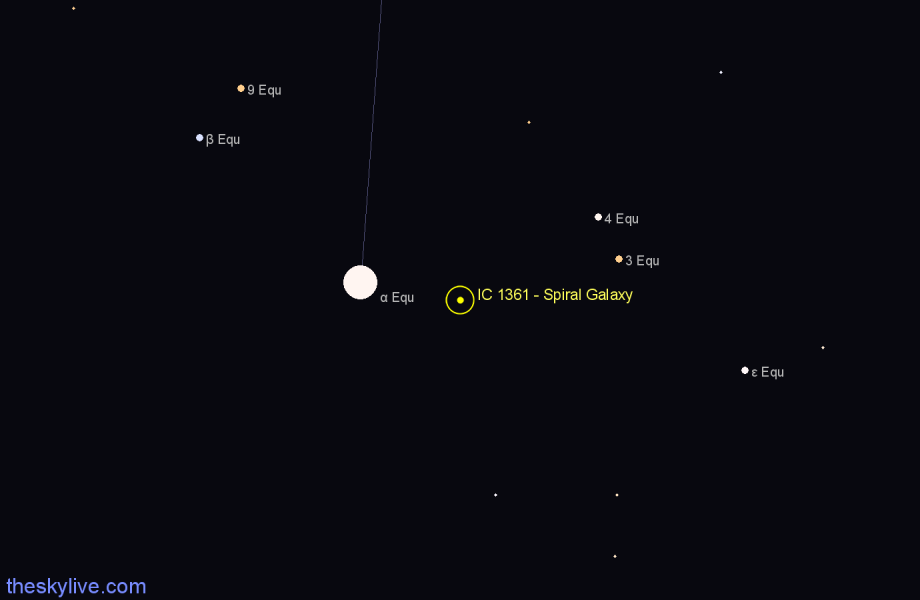 Finder chart IC 1361 - Spiral Galaxy in Equuleus star