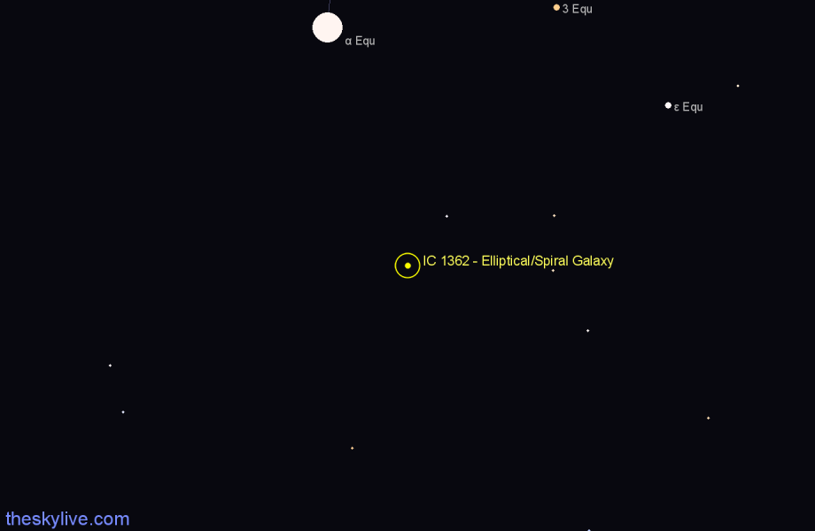 Finder chart IC 1362 - Elliptical/Spiral Galaxy in Aquarius star